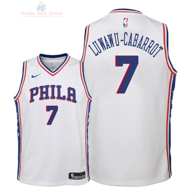 Acquista Maglia NBA Bambino Philadelphia Sixers #7 Timothe Luwawu Cabarrot Bianco Association 2018