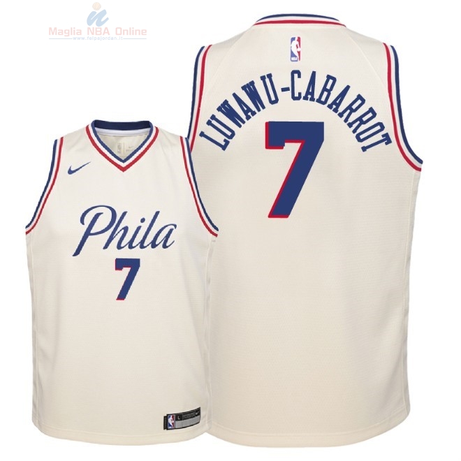 Acquista Maglia NBA Bambino Philadelphia Sixers #7 Timothe Luwawu Cabarrot Nike Crema Città 2018