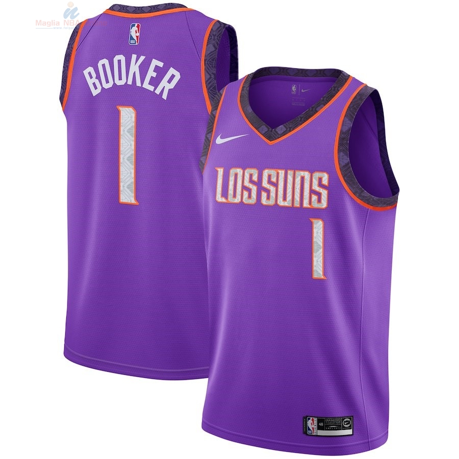 Acquista Maglia NBA Bambino Phoenix Suns #1 Devin Booker Nike Porpora Città 2018-19