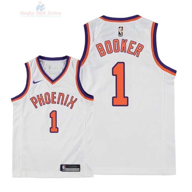 Acquista Maglia NBA Bambino Phoenix Suns #1 Devin Booker Retro Bianco 2018