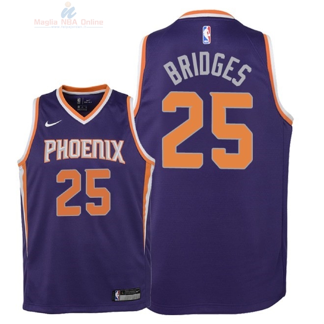 Acquista Maglia NBA Bambino Phoenix Suns #25 Mikal Bridges Porpora Icon 2018
