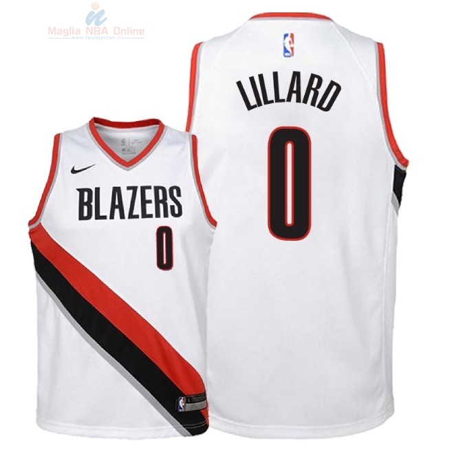 Acquista Maglia NBA Bambino Portland Trail Blazers #0 Damian Lillard Bianco Association 2018