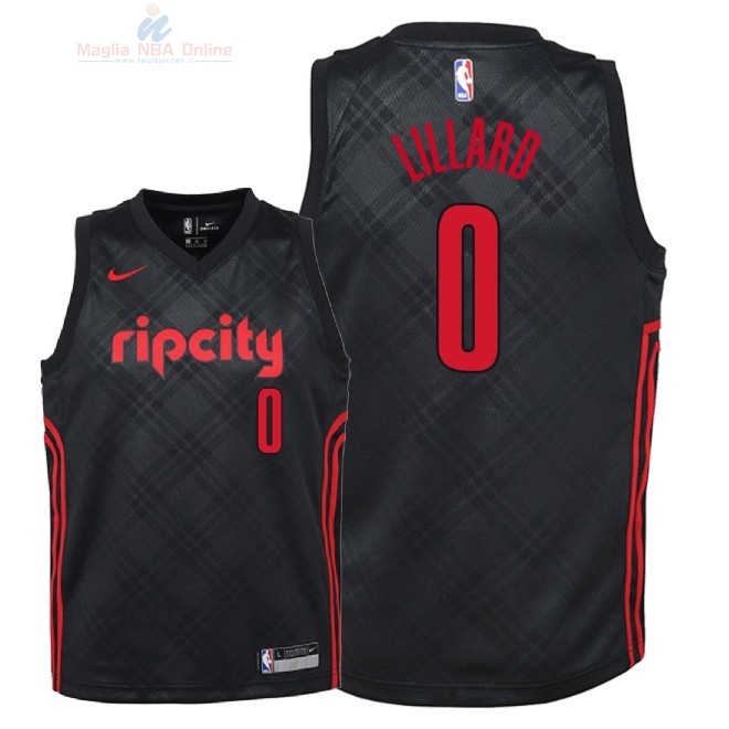 Acquista Maglia NBA Bambino Portland Trail Blazers #0 Damian Lillard Nike Nero Città 2018