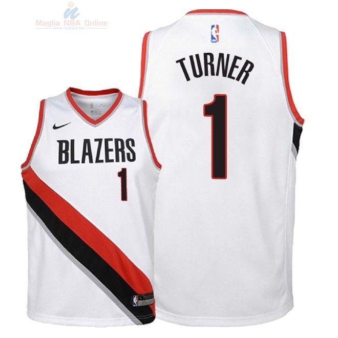 Acquista Maglia NBA Bambino Portland Trail Blazers #1 Evan Turner Bianco Association 2018