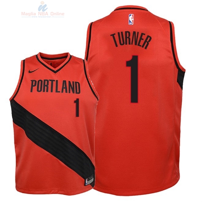 Acquista Maglia NBA Bambino Portland Trail Blazers #1 Evan Turner Rosso Statement 2018