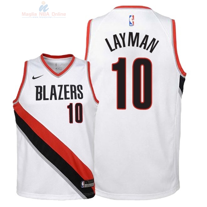 Acquista Maglia NBA Bambino Portland Trail Blazers #10 Jake Layman Bianco Association 2018