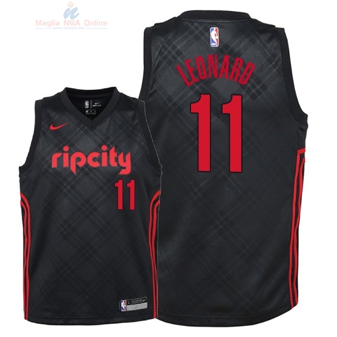 Acquista Maglia NBA Bambino Portland Trail Blazers #11 Meyers Leonard Nike Nero Città 2018