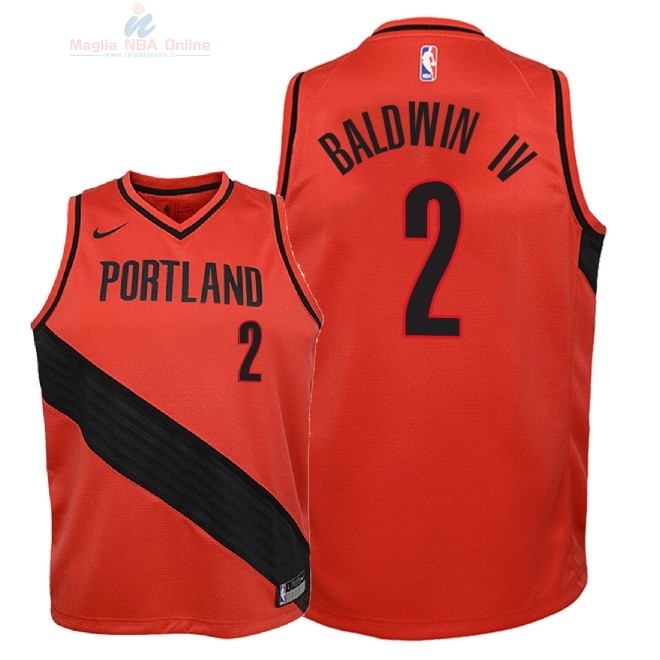 Acquista Maglia NBA Bambino Portland Trail Blazers #2 Wade Baldwin IV Rosso Statement 2018