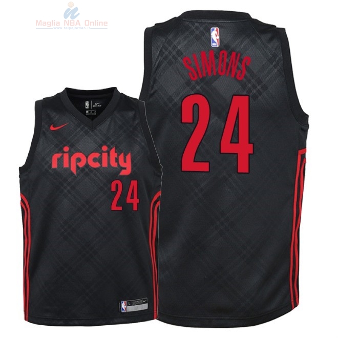 Acquista Maglia NBA Bambino Portland Trail Blazers #24 Anfernee Simons Nike Nero Città 2018