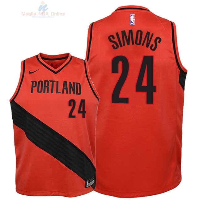 Acquista Maglia NBA Bambino Portland Trail Blazers #24 Anfernee Simons Rosso Statement 2018