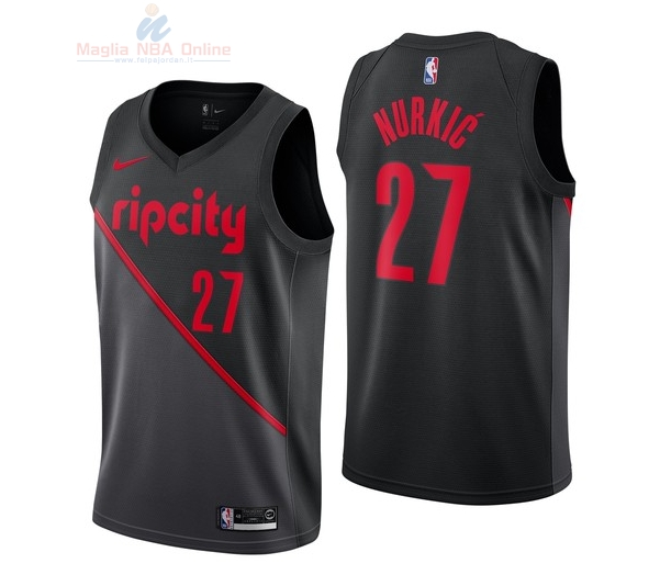 Acquista Maglia NBA Bambino Portland Trail Blazers #27 Jusuf Nurkic Nike Nero Città 2018-19