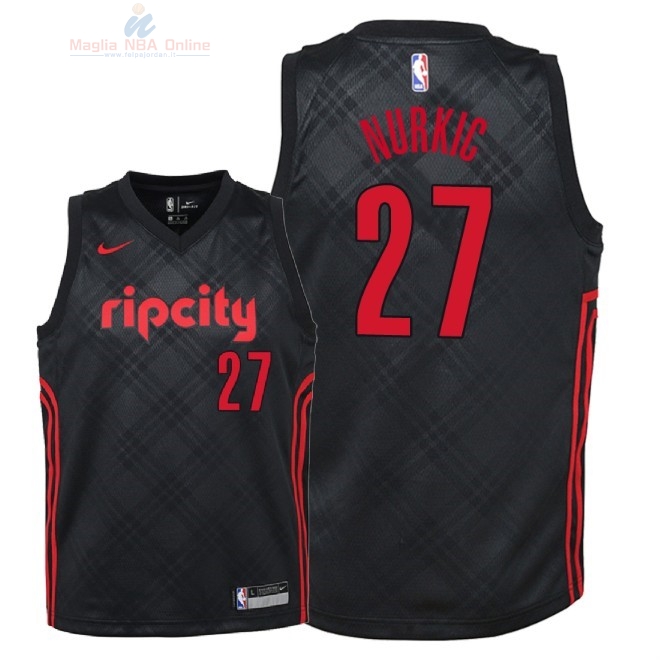 Acquista Maglia NBA Bambino Portland Trail Blazers #27 Jusuf Nurkic Nike Nero Città 2018