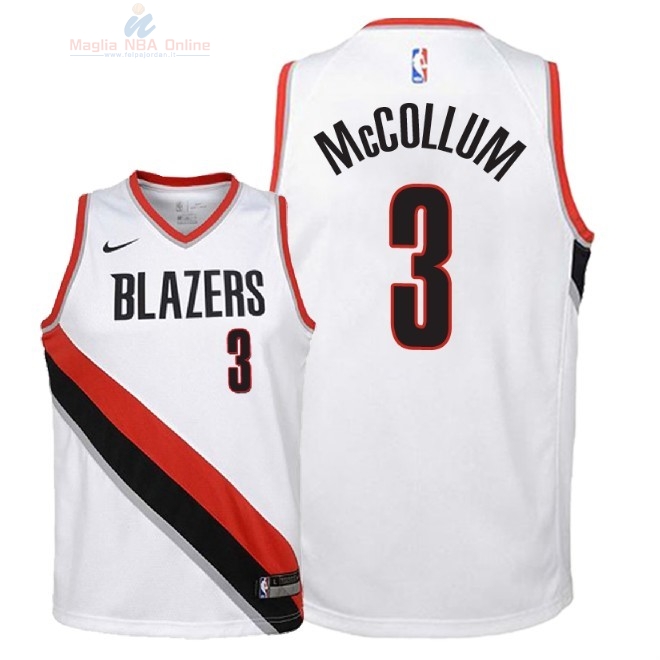 Acquista Maglia NBA Bambino Portland Trail Blazers #3 C.J. McCollum Bianco Association 2018
