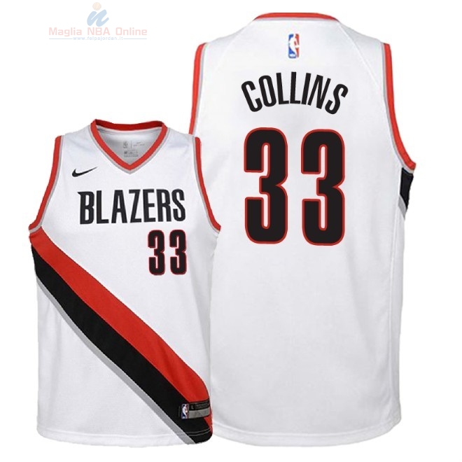 Acquista Maglia NBA Bambino Portland Trail Blazers #33 Zach Collins Bianco Association 2018