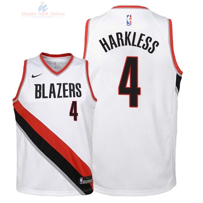 Acquista Maglia NBA Bambino Portland Trail Blazers #4 Maurice Harkless Bianco Association 2018