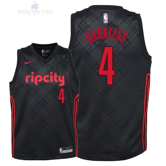 Acquista Maglia NBA Bambino Portland Trail Blazers #4 Maurice Harkless Nike Nero Città 2018