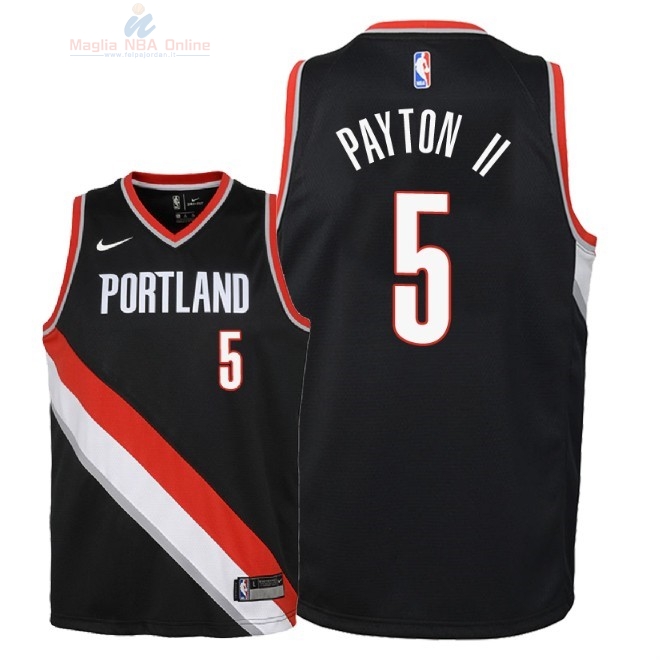 Acquista Maglia NBA Bambino Portland Trail Blazers #5 Gary Payton II Nero Icon 2018