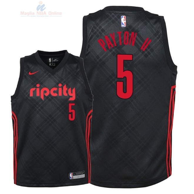 Acquista Maglia NBA Bambino Portland Trail Blazers #5 Gary Payton II Nike Nero Città 2018