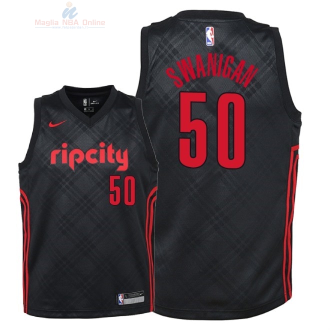 Acquista Maglia NBA Bambino Portland Trail Blazers #50 Caleb Swanigan Nike Nero Città 2018