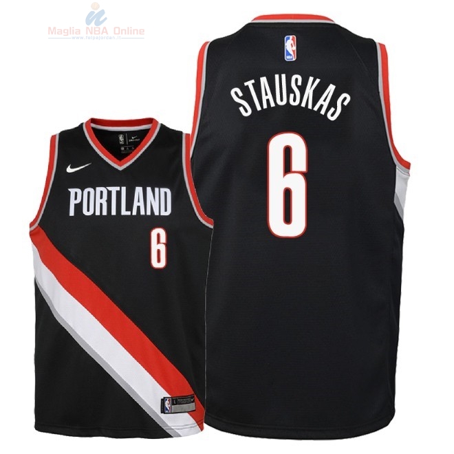 Acquista Maglia NBA Bambino Portland Trail Blazers #6 Nik Stauskas Nero Icon 2018