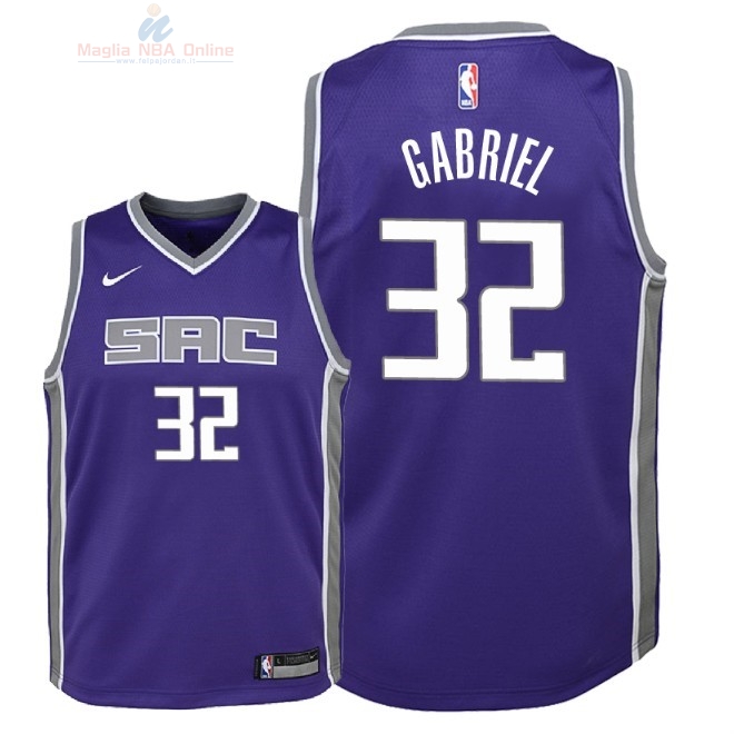 Acquista Maglia NBA Bambino Sacramento Kings #32 Wenyen Gabriel Porpora Icon 2018