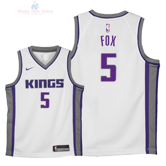 Acquista Maglia NBA Bambino Sacramento Kings #5 De'Aaron Fox Bianco Association 2018