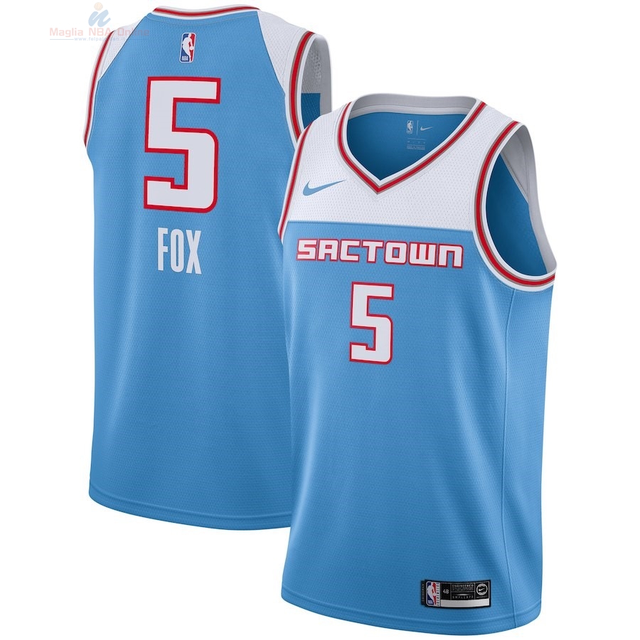 Acquista Maglia NBA Bambino Sacramento Kings #5 De'Aaron Fox Nike Blu Città 2018-19