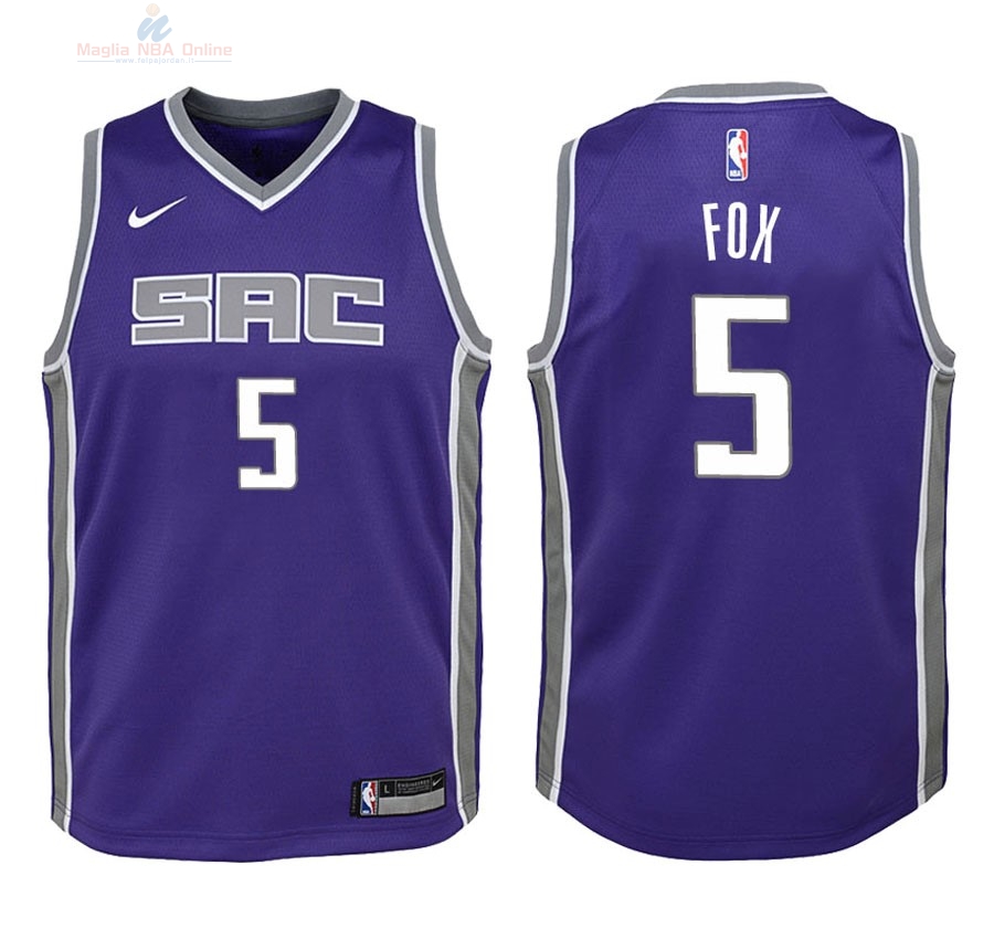 Acquista Maglia NBA Bambino Sacramento Kings #5 De'Aaron Fox Porpora Icon 2018