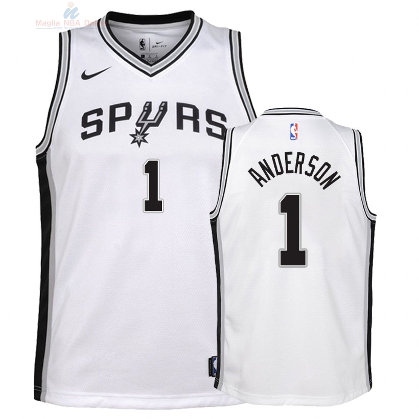 Acquista Maglia NBA Bambino San Antonio Spurs #1 Kyle Anderson Bianco Association 2018