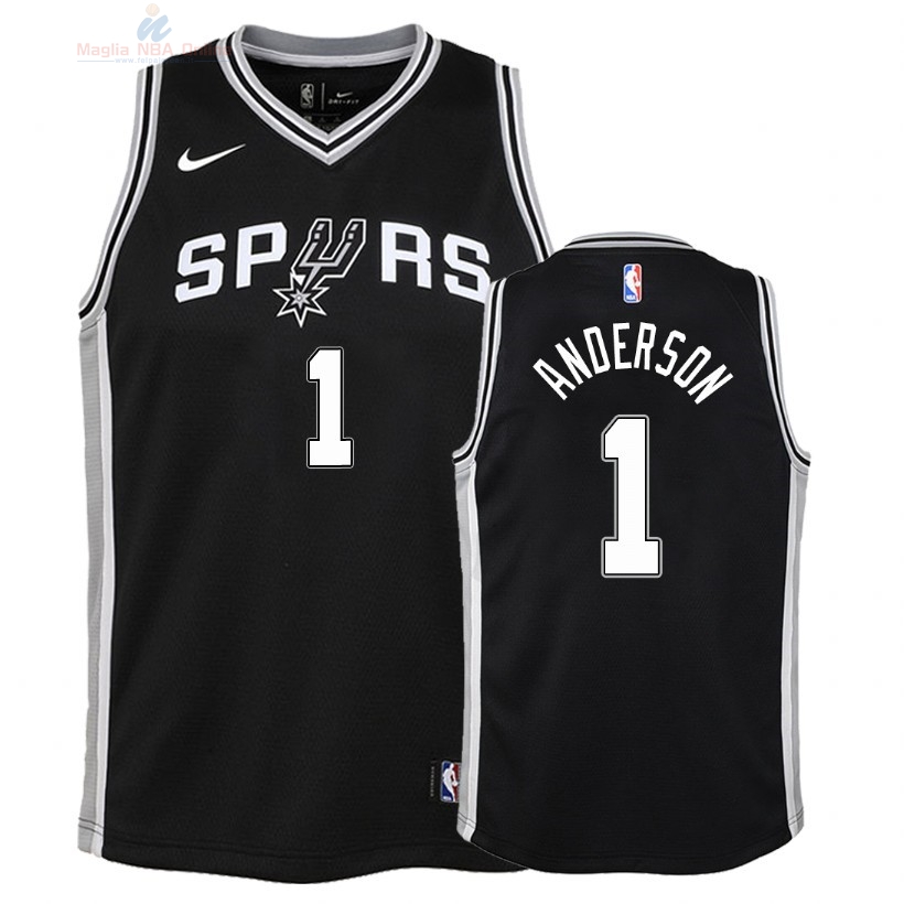 Acquista Maglia NBA Bambino San Antonio Spurs #1 Kyle Anderson Nero Icon 2018