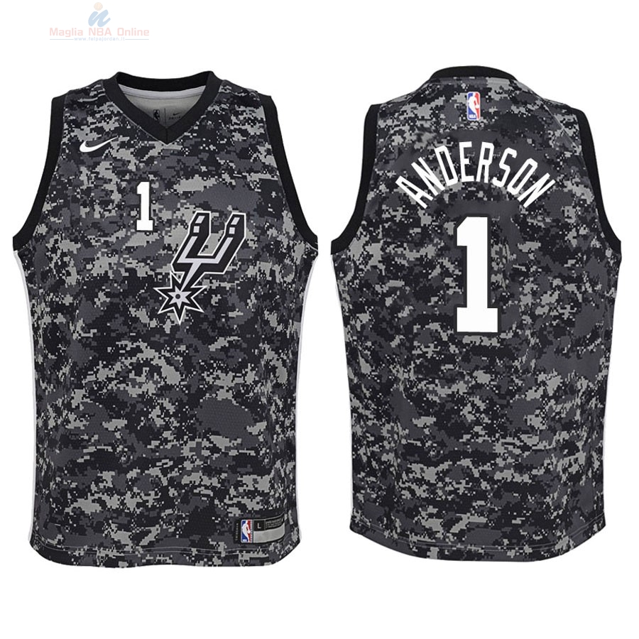 Acquista Maglia NBA Bambino San Antonio Spurs #1 Kyle Anderson Nike Camouflage Città 2018