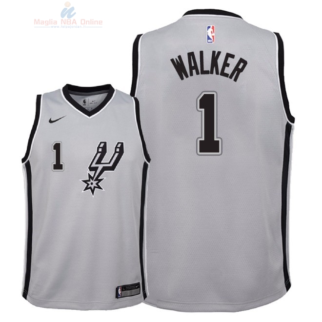 Acquista Maglia NBA Bambino San Antonio Spurs #1 Lonnie Walker Grigio Statement 2018