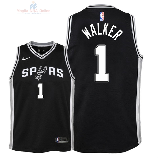 Acquista Maglia NBA Bambino San Antonio Spurs #1 Lonnie Walker Nero Icon 2018