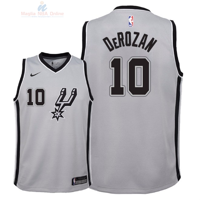 Acquista Maglia NBA Bambino San Antonio Spurs #10 DeMar DeRozan Grigio Statement 2018