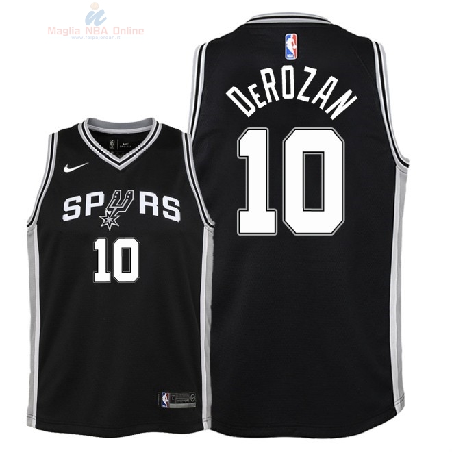 Acquista Maglia NBA Bambino San Antonio Spurs #10 DeMar DeRozan Nero Icon 2018