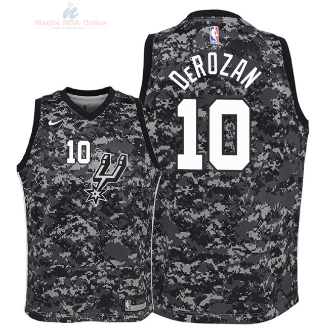 Acquista Maglia NBA Bambino San Antonio Spurs #10 DeMar DeRozan Nike Camouflage Città 2018