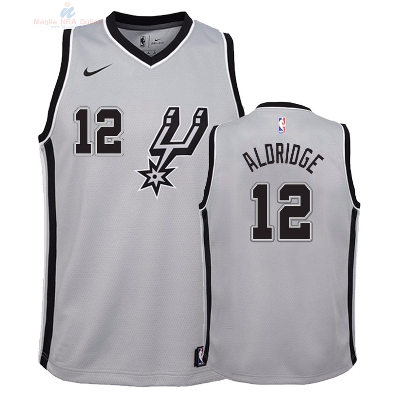 Acquista Maglia NBA Bambino San Antonio Spurs #12 LaMarcus Aldridge Grigio Statement 2018