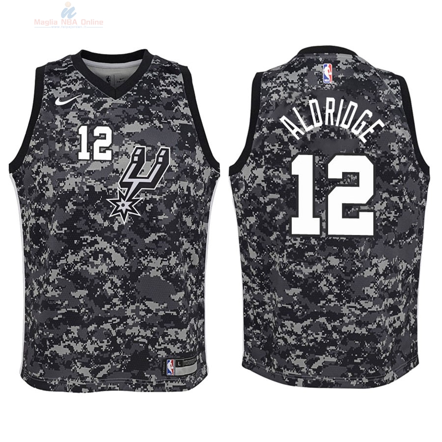 Acquista Maglia NBA Bambino San Antonio Spurs #12 LaMarcus Aldridge Nike Camouflage Città 2018