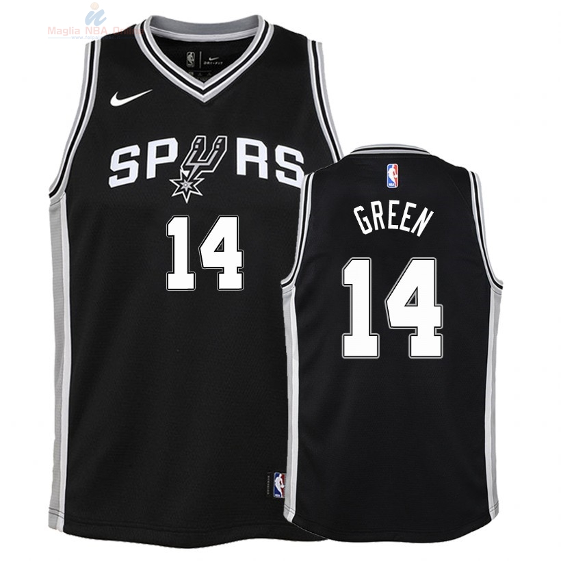 Acquista Maglia NBA Bambino San Antonio Spurs #14 Danny Green Nero Icon 2018