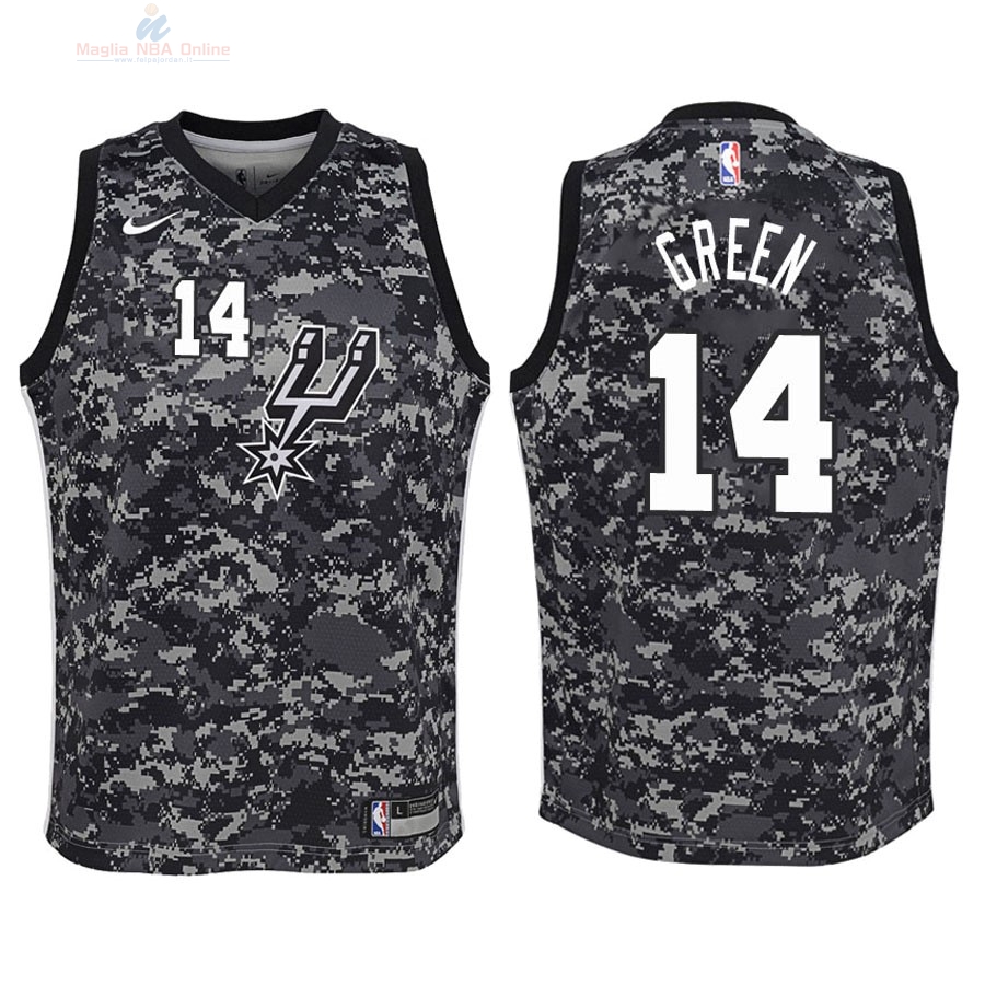 Acquista Maglia NBA Bambino San Antonio Spurs #14 Danny Green Nike Camouflage Città 2018