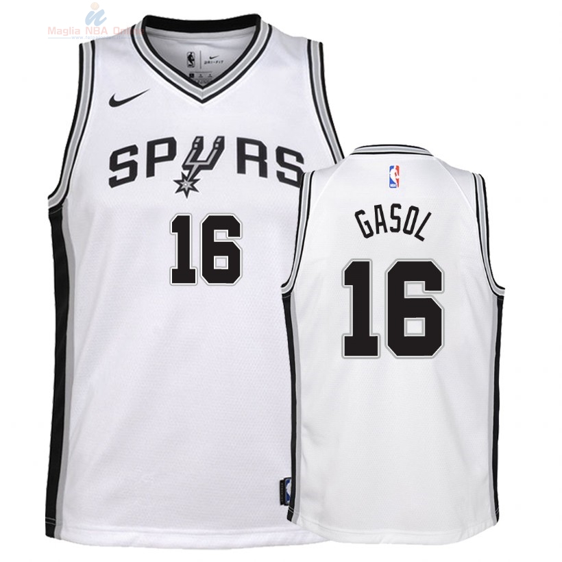 Acquista Maglia NBA Bambino San Antonio Spurs #16 Pau Gasol Bianco Association 2018