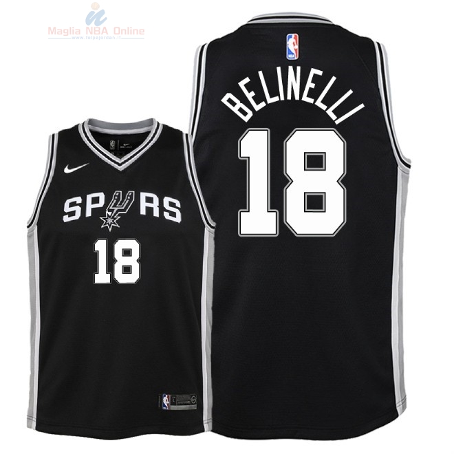 Acquista Maglia NBA Bambino San Antonio Spurs #18 Marco Belinelli Nero Icon 2018