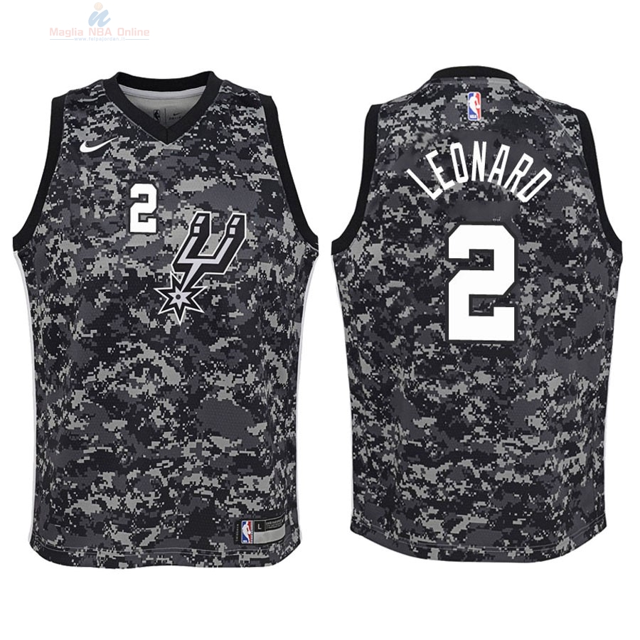 Acquista Maglia NBA Bambino San Antonio Spurs #2 Kawhi Leonard Nike Camouflage Città 2018