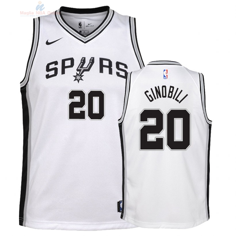 Acquista Maglia NBA Bambino San Antonio Spurs #20 Manu Ginobili Bianco Association 2018