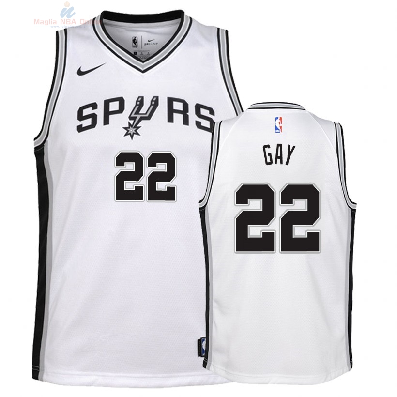 Acquista Maglia NBA Bambino San Antonio Spurs #22 Rudy Gay Bianco Association 2018