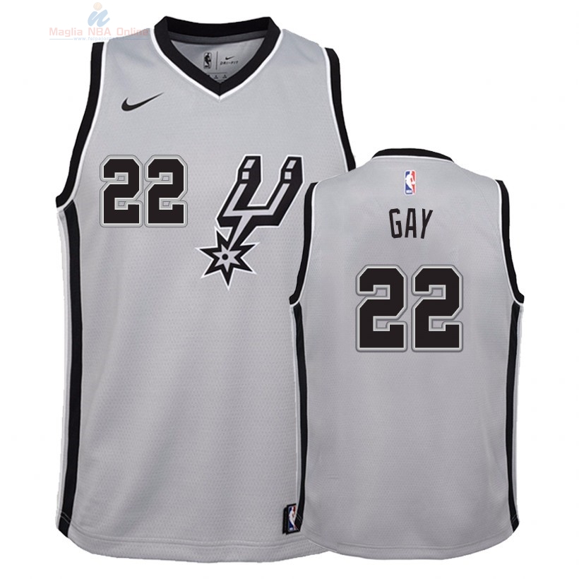 Acquista Maglia NBA Bambino San Antonio Spurs #22 Rudy Gay Grigio Statement 2018