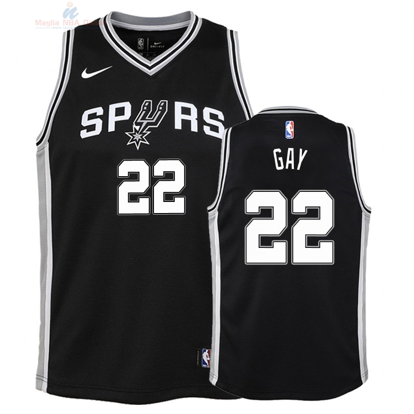 Acquista Maglia NBA Bambino San Antonio Spurs #22 Rudy Gay Nero Icon 2018