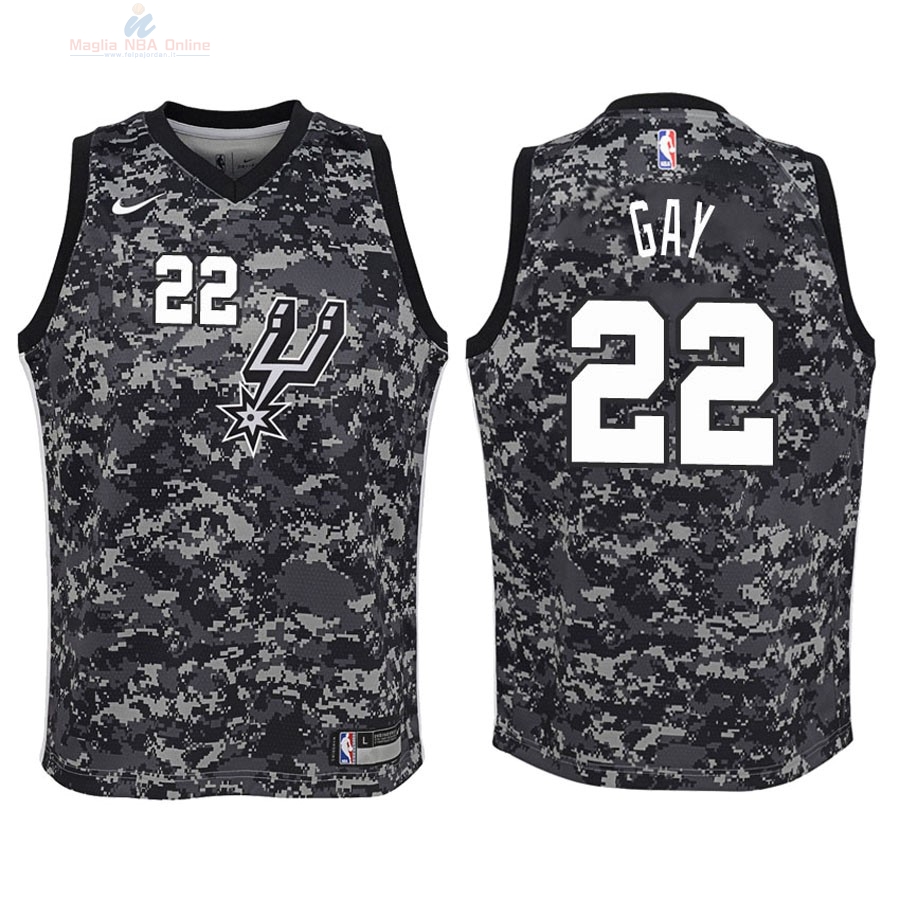 Acquista Maglia NBA Bambino San Antonio Spurs #22 Rudy Gay Nike Camouflage Città 2018