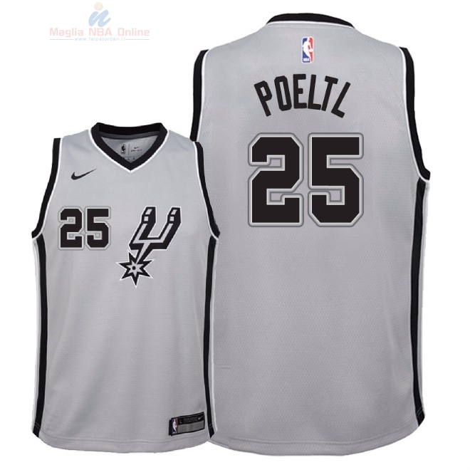 Acquista Maglia NBA Bambino San Antonio Spurs #25 Jakob Poeltl Grigio Statement 2018