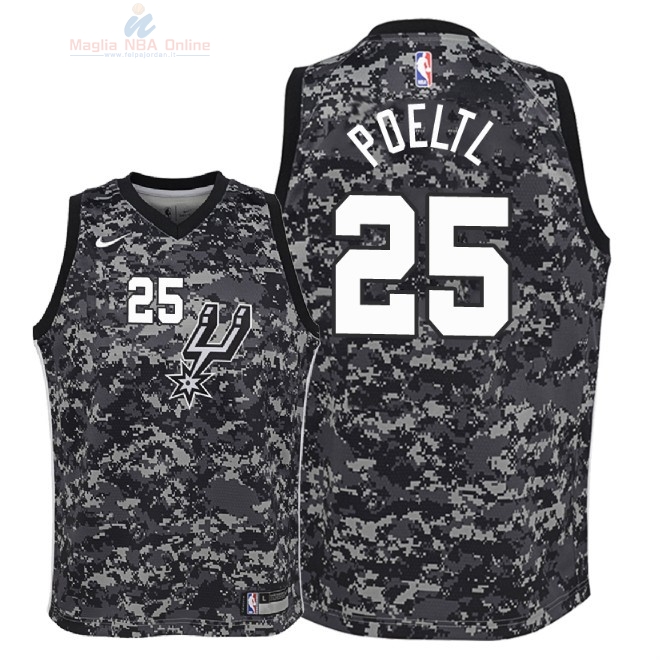 Acquista Maglia NBA Bambino San Antonio Spurs #25 Jakob Poeltl Nike Camouflage Città 2018